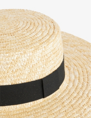 BOUTIQUE BONITA: Boater ribbon-embellished straw hat