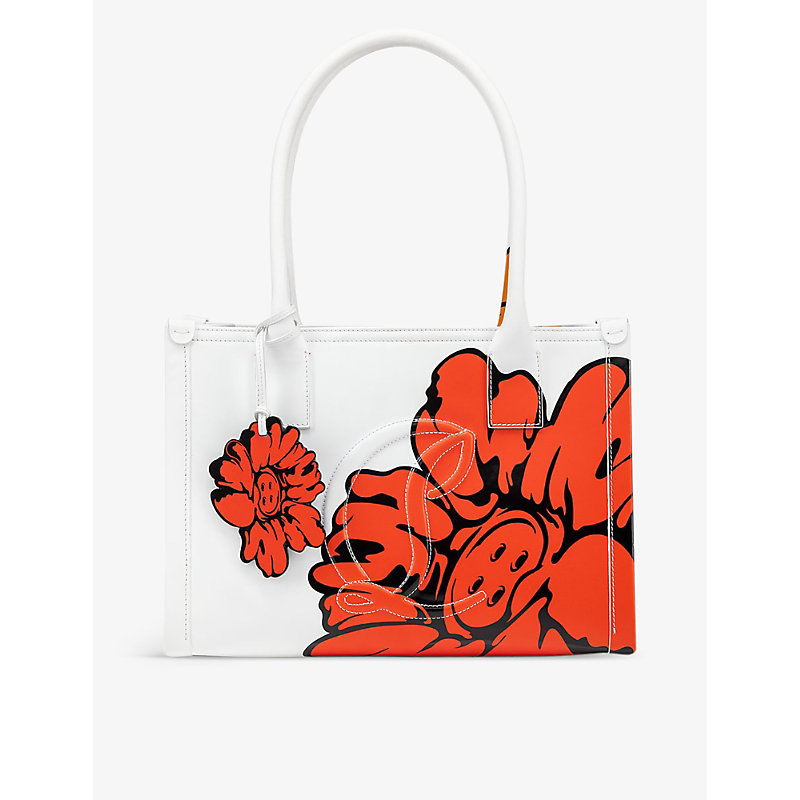 Shop Christian Louboutin Black/red X Sun Sudo Floral Leather Bag Charm