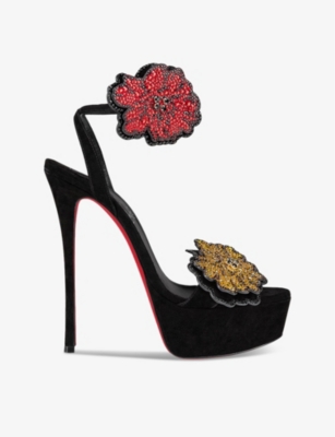 Christian Louboutin X Shun Sudo Button Flower Strass Loubi Queen Alta ...