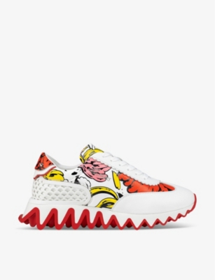 CHRISTIAN LOUBOUTIN: Christian Louboutin x Shun Sudo Loubishark Donna serrated-sole leather mid-top trainers