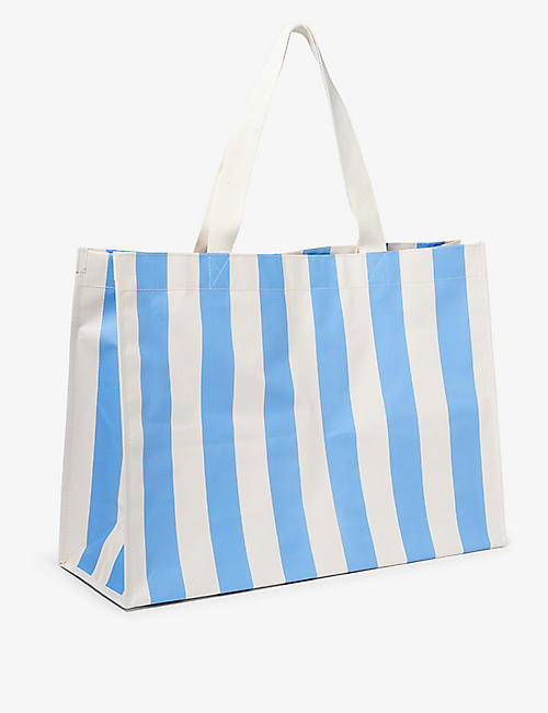 SUNNYLIFE: Le Weekend Carryall stripe-print woven beach bag