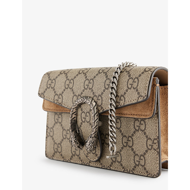 Shop Gucci Gg Supreme Dionysus Mini Coated-canvas Cross-body Bag In B.ebony/taupe