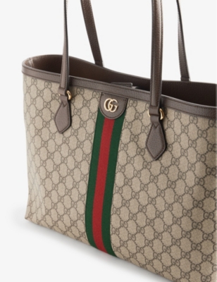 Shop Gucci Womens B.eb/n.acero/vrv Ophidia Gg Supreme Coated-canvas Tote Bag