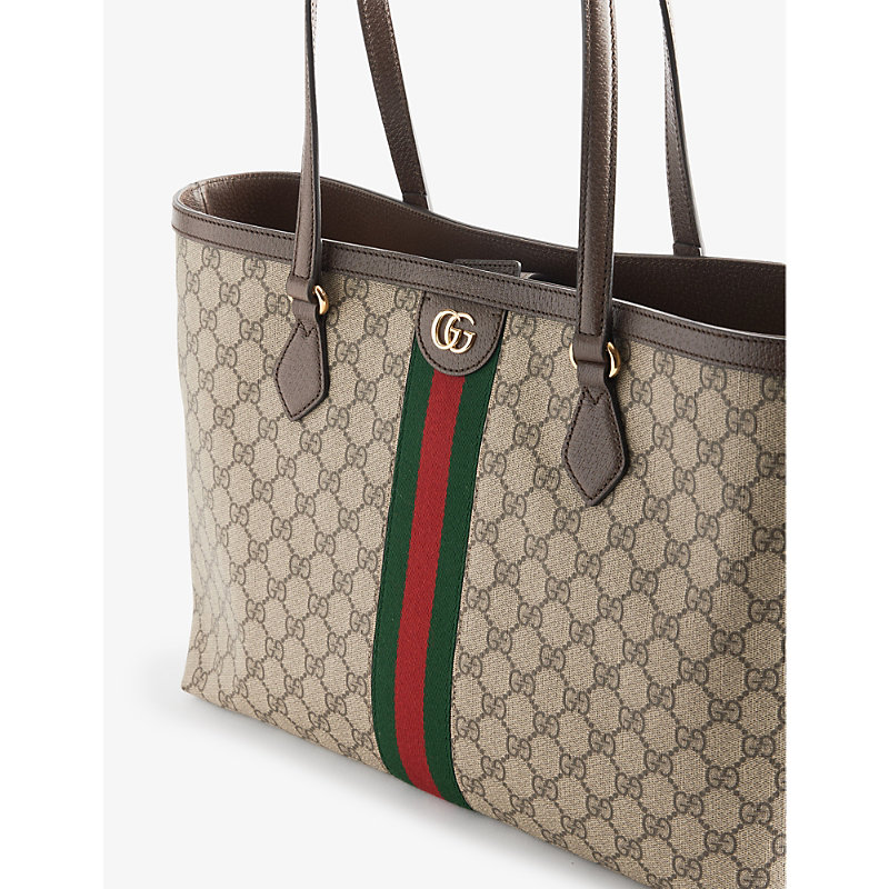 Shop Gucci Womens B.eb/n.acero/vrv Ophidia Gg Supreme Coated-canvas Tote Bag