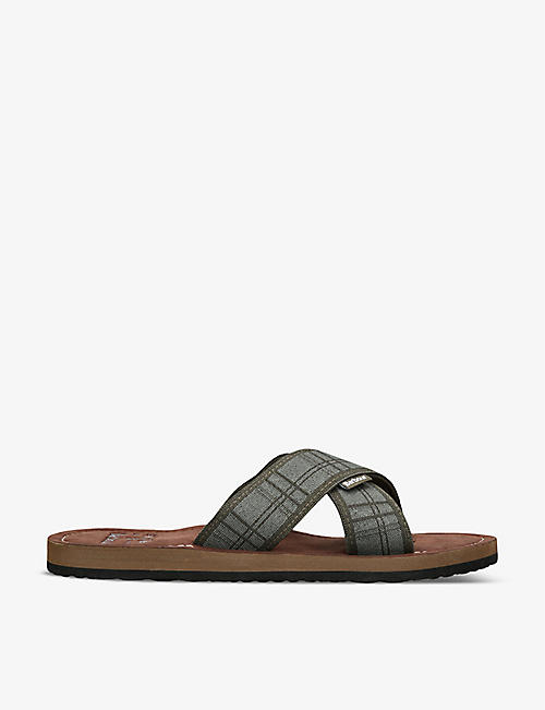 BARBOUR: Toeman crossover-strap faux-leather sliders