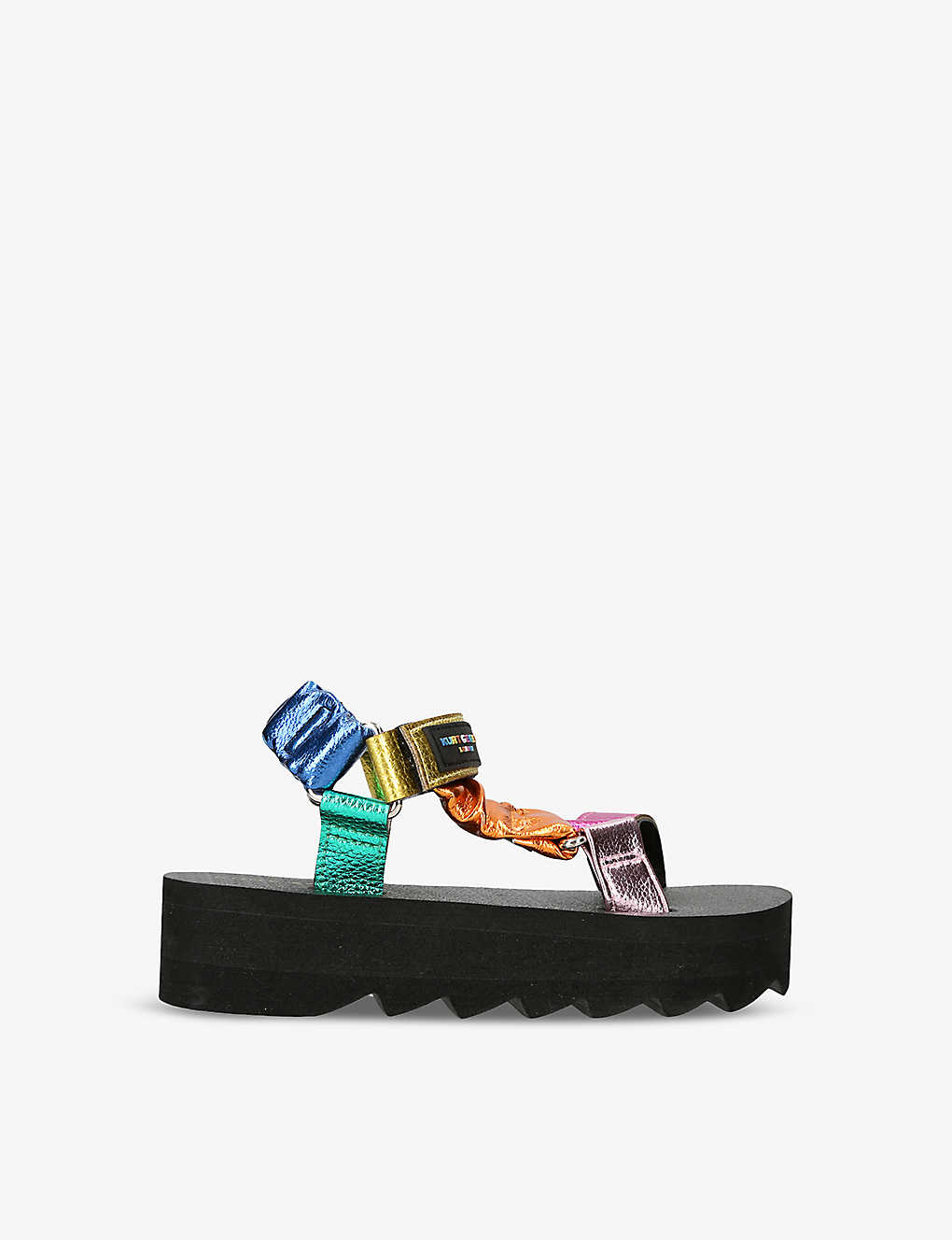 Kurt Geiger Kids' Mini Orion Colour-blocked Metallic Faux-leather Sandals 6-7 Years In Multi-coloured