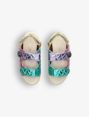 Kurt Geiger Mini Orson Quilted Metallic-woven Sandals 6-7 Years In Pink