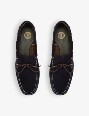 Shop Barbour Men's Navy Jenson Contrast-stitching Leather Driving Shoes