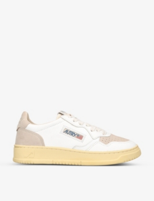AUTRY: Medalist brand-embroidered leather low-top trainers