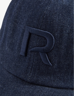 Shop Reiss Women's Blue Nancy Logo-embroidered Denim-blend Cap
