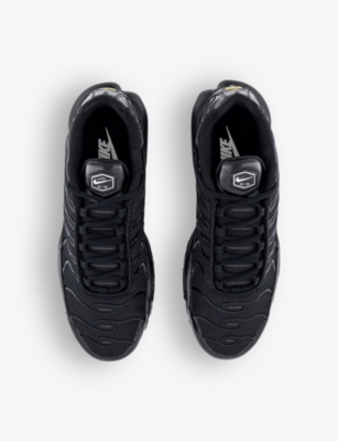 Shop Nike Mens Black Black Black Air Max Plus Brand-embroidered Woven Low-top Trainers