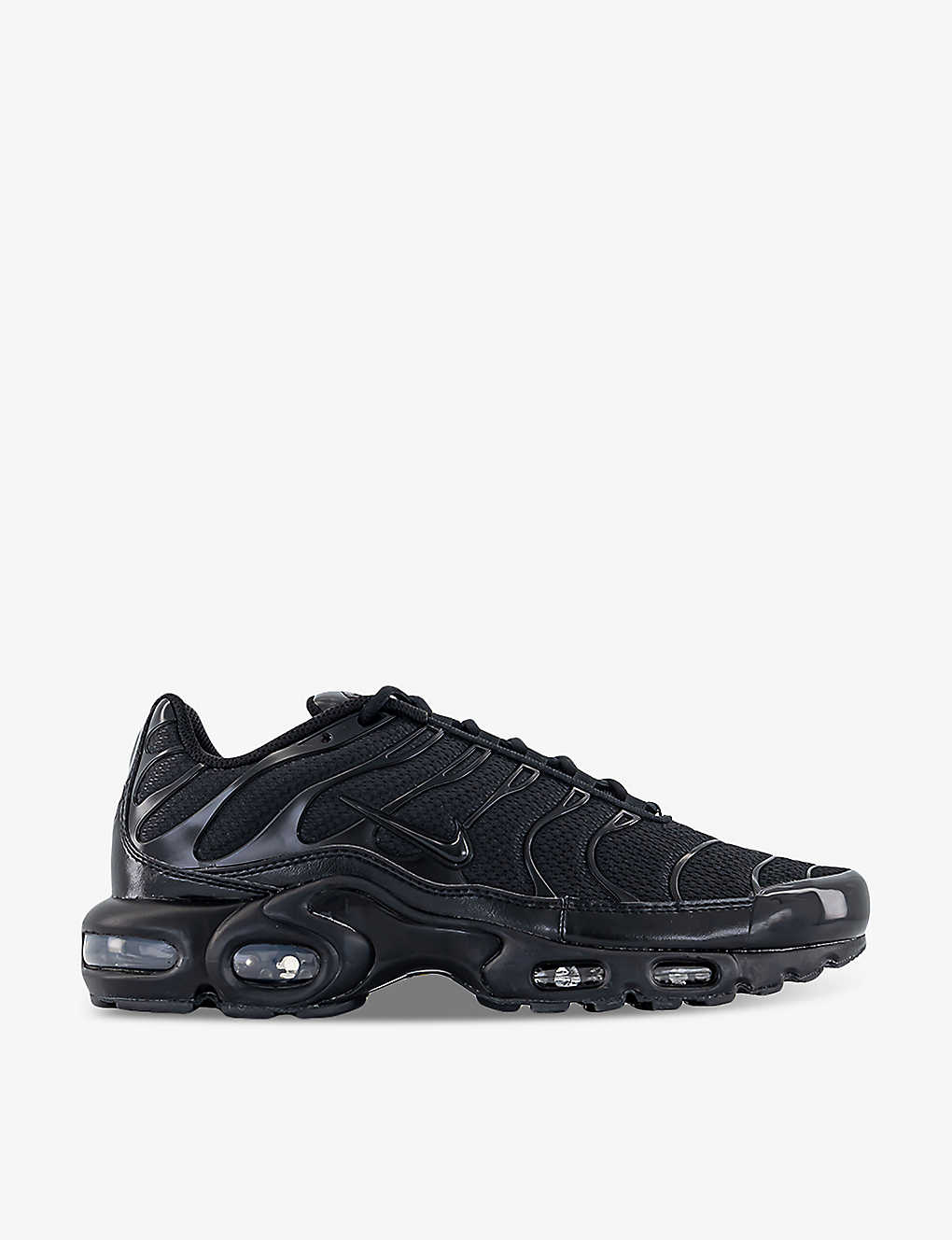 Shop Nike Mens Black Black Black Air Max Plus Brand-embroidered Woven Low-top Trainers