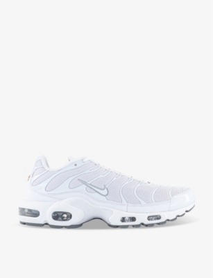 Shop Nike Mens White White Air Max Plus Brand-embroidered Woven Low-top Trainers