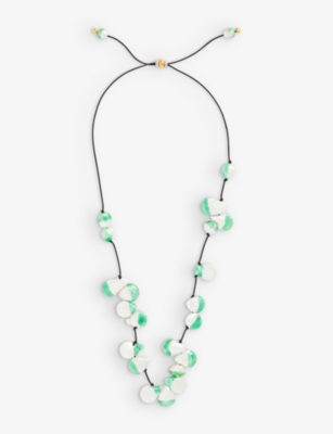 Panconesi Womens Green Vacanza Enamel-dipped Pearl Cord Necklace