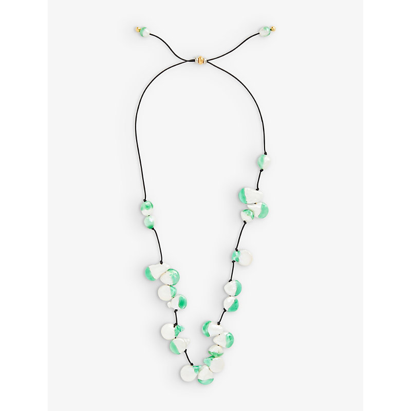 Panconesi Womens Green Vacanza Enamel-dipped Pearl Cord Necklace
