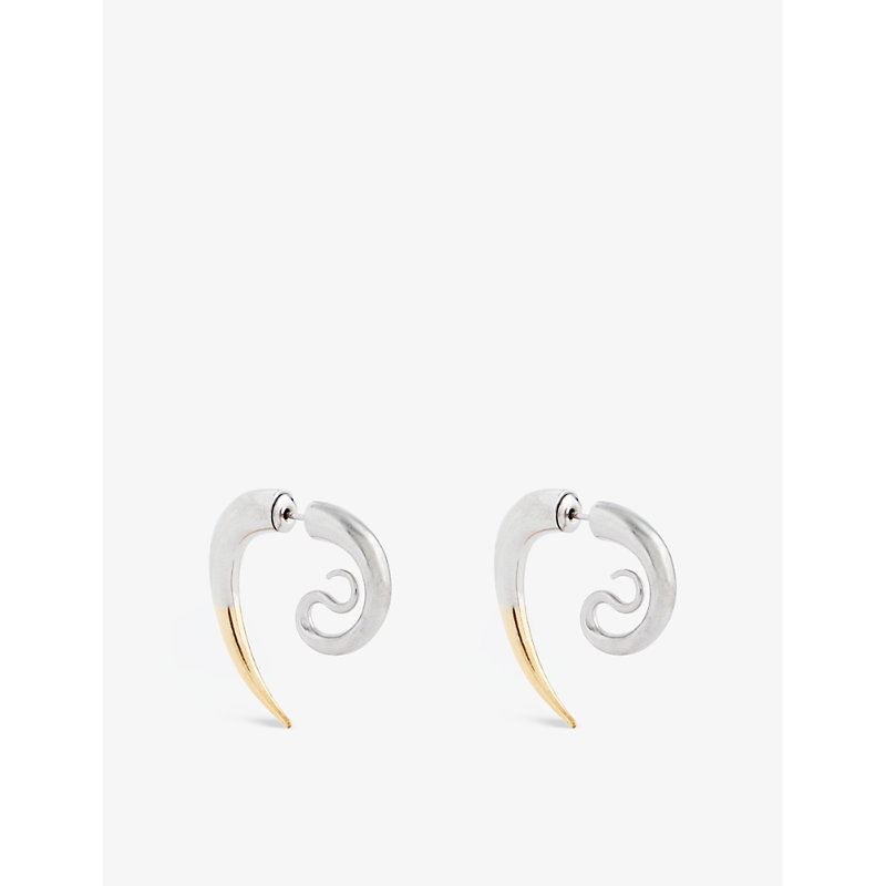 Shop Panconesi Womens Silver/gold Spina Serpent 18ct Yellow-gold Brass-plated Earrings