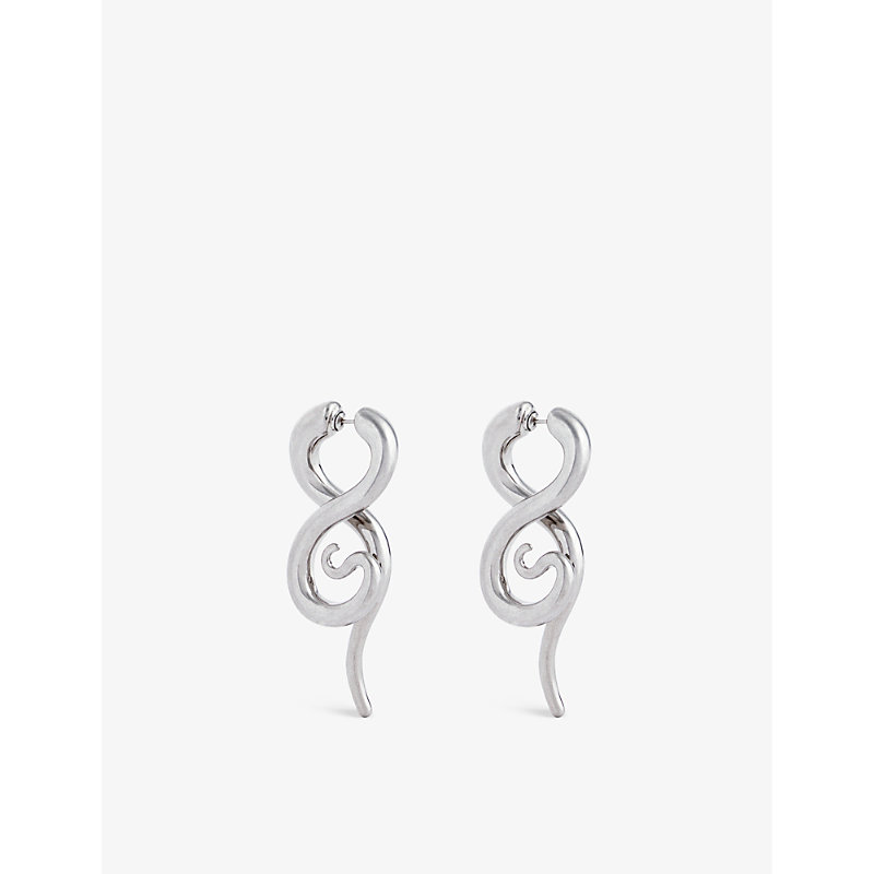 Panconesi Womens Silver Boa Abstract-design Rhodium-plated Copper Earrings In Neutral