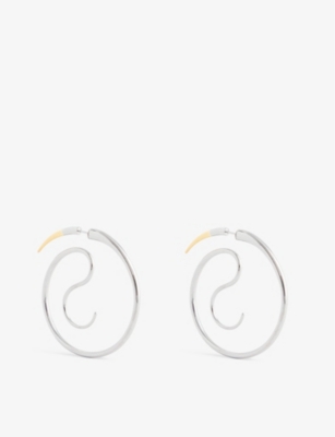 Shop Panconesi Womens Silver/gold Spina Upside-down 18ct Yellow-gold Brass Hoop Earrings