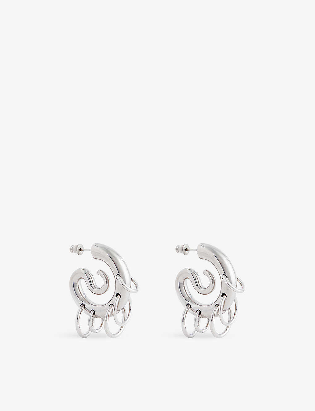 Shop Panconesi Spiral Rhodium-plated Copper Hoop Earrings In Silver