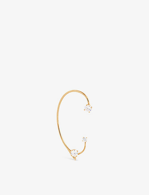 PANCONESI: Brand-engraved 18ct yellow-gold sterling-silver three-point ear cuff