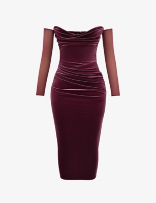 HOUSE OF CB Leora strapless stretch velvet midi dress Selfridges