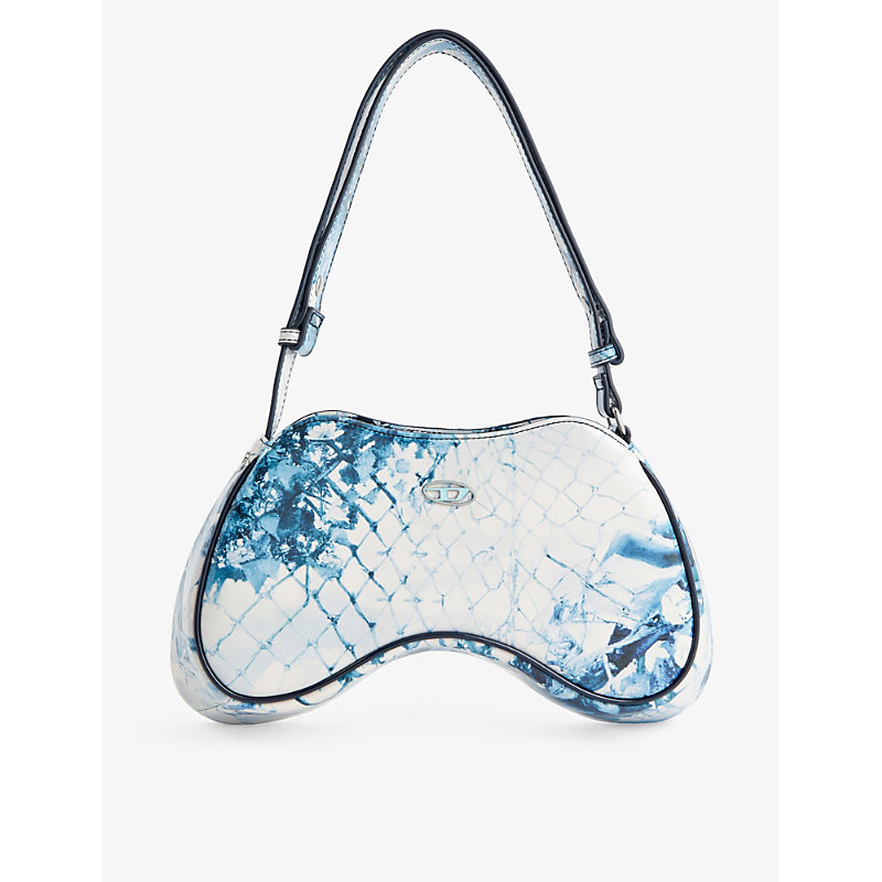 Shop Diesel Play Faux-leather Shoulder Bag In Snorkel Blue