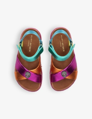 KURT GEIGER LONDON: Mini Kensington leather espadrille sandals 6-7 years