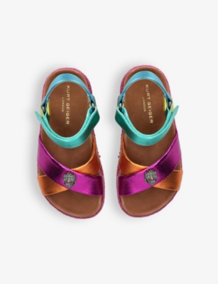 KURT GEIGER LONDON: Mini Kensington leather espadrille sandals 7-9 years