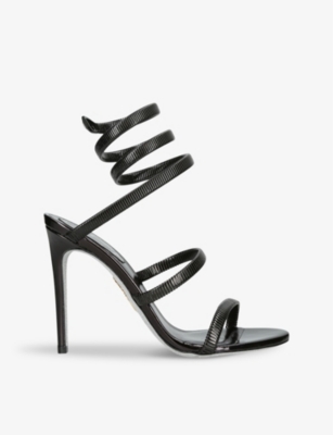 René Caovilla Rene Caovilla Womens Black Juniper 105 Coiled-strap Leather Heeled Sandals