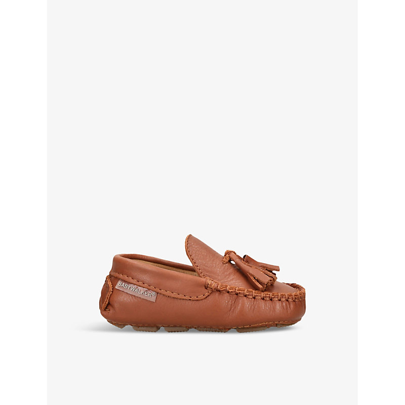 Babywalker Boys Camel Kids' Tassel-embellished Leather Loafers