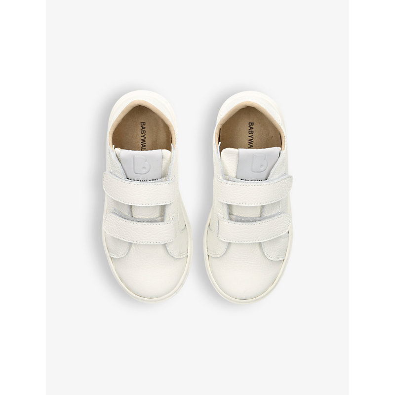 Shop Babywalker Boys White Kids' Double-strap Leather Low-top Trainers