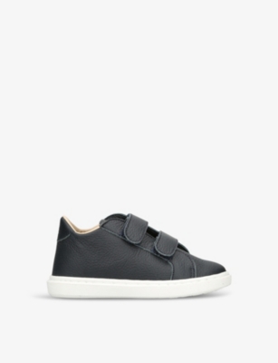 Shop Babywalker Boys Navy Kids' Double-strap Leather Low-top Trainers