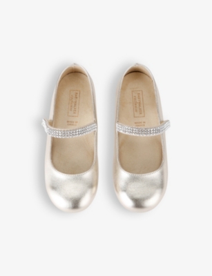 BABYWALKER: Kids' crystal-embellished faux-leather ballet flats