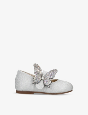 Shop Babywalker Girls Silver Kids' Butterfly-embellished Crystal Woven Pumps