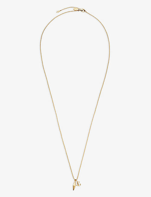 JIMMY CHOO: Diamond JC logo-embellished gold-tone brass pendant necklace