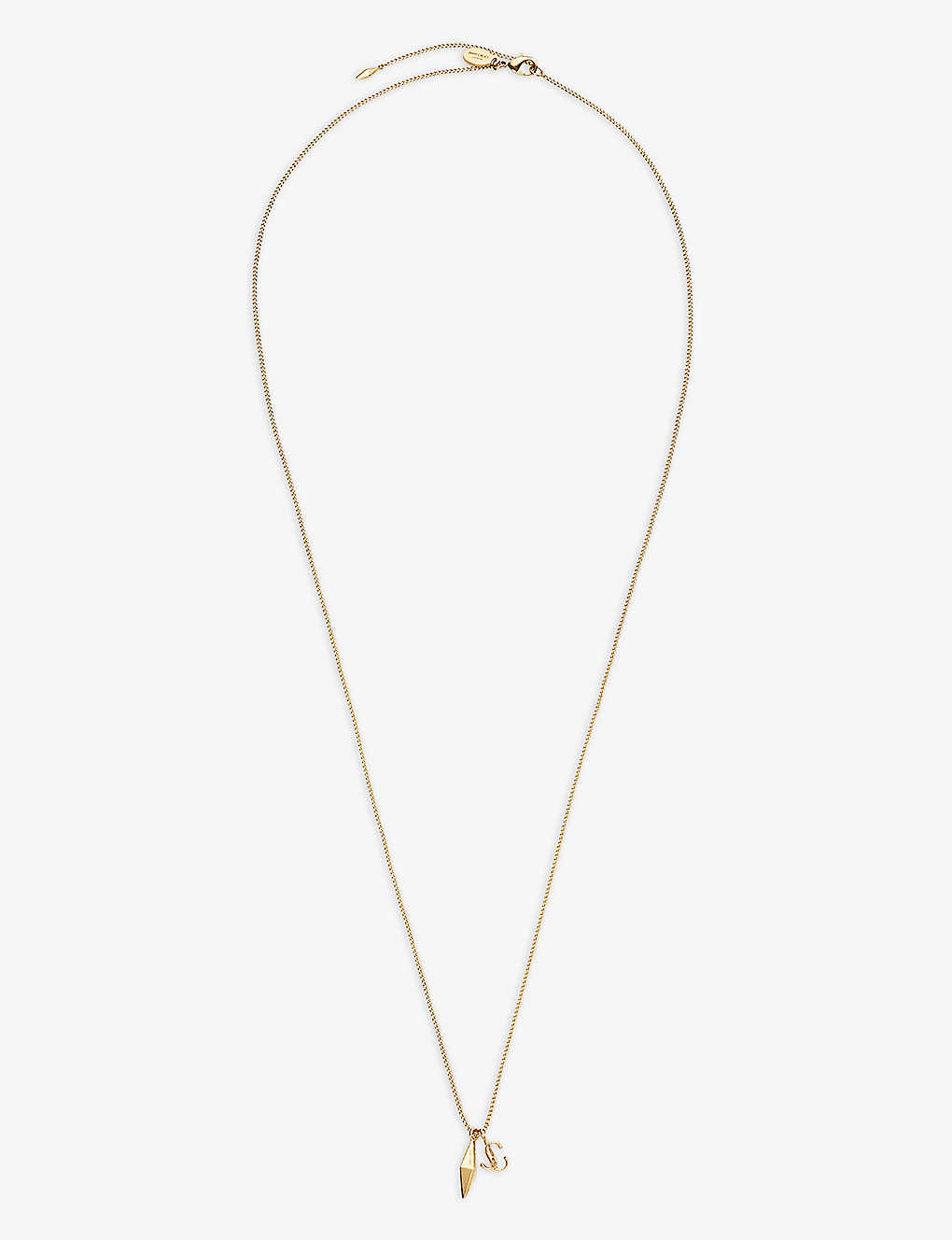 Jimmy Choo Womens Gold Diamond Jc Logo-embellished Gold-tone Brass Pendant Necklace