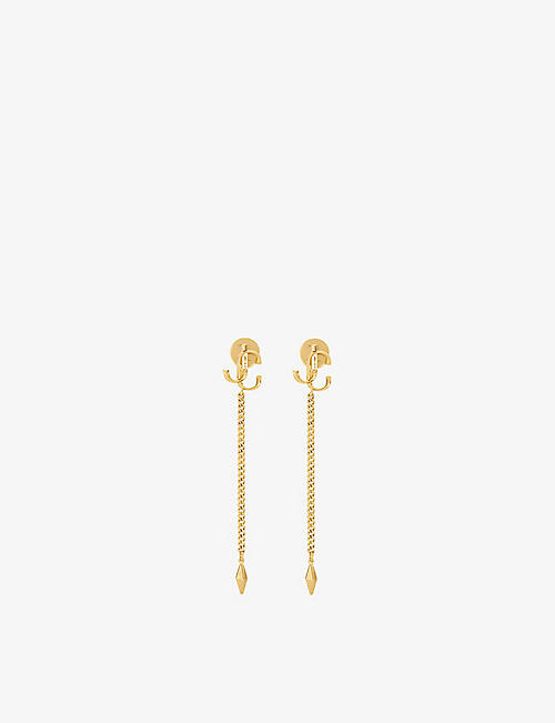 JIMMY CHOO: Diamond JC logo-embellished gold-tone brass drop earrings