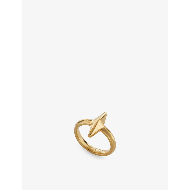 Shop Jimmy Choo Diamond Logo-embellished Gold-tone Brass Ring