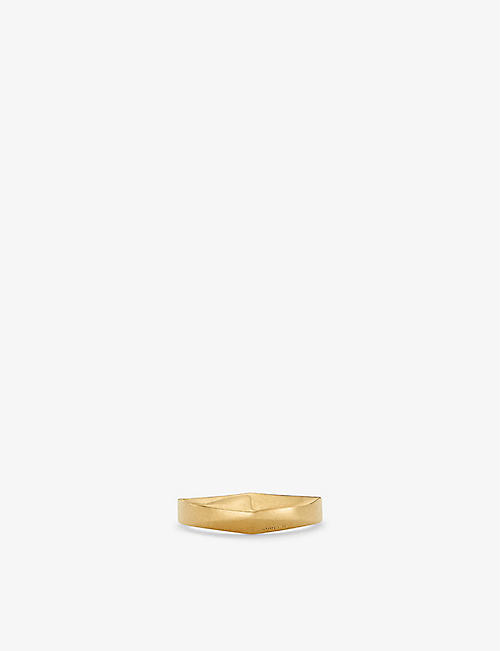 JIMMY CHOO: Diamond logo-embellished gold-tone brass signet ring