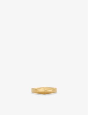 Jimmy Choo Womens Gold Diamond Logo-embellished Gold-tone Brass Signet Ring