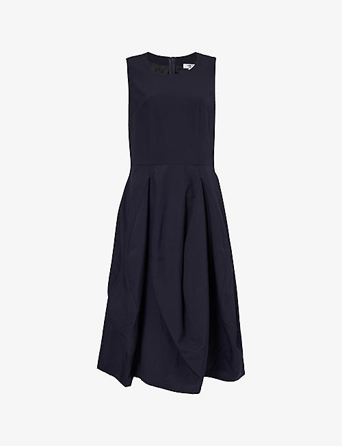 COMME COMME DES GARCONS: Sleeveless pleated-skirt wool midi dress