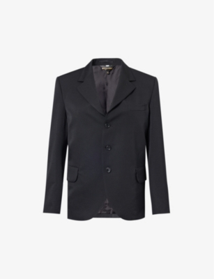 Shop Comme Des Garçons Comme Des Garcons Women's Black X Multi Single-breasted Notched-lapel Wool Jacket