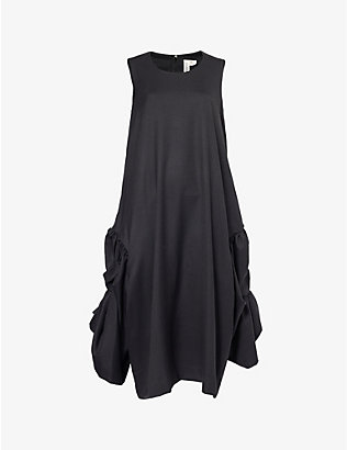 COMME DES GARCONS: Relaxed-fit draped-side wool-blend midi dress