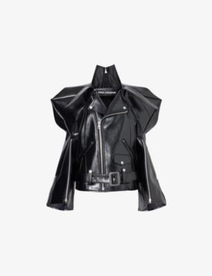 JUNYA WATANABE: Boxy-fit zipped-cuff faux-leather jacket