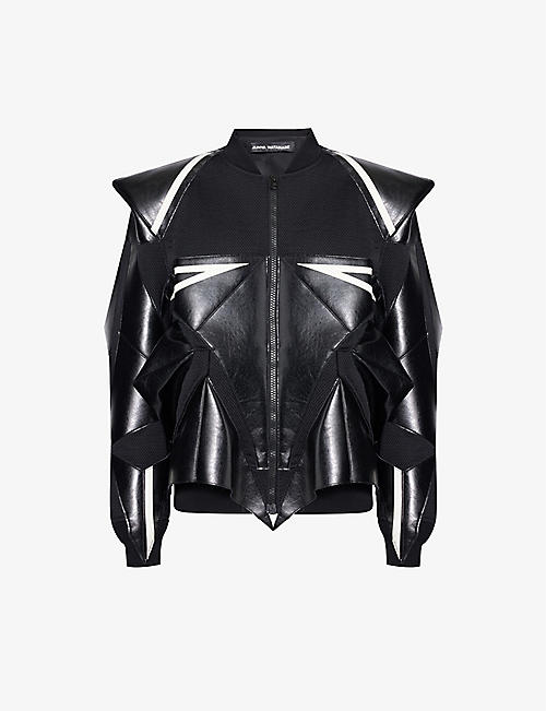 JUNYA WATANABE: Boxy-fit contrast-taping faux-leather jacket