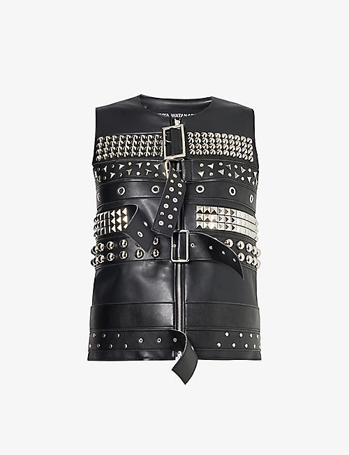 JUNYA WATANABE: Stud-embellished regular-fit faux-leather vest