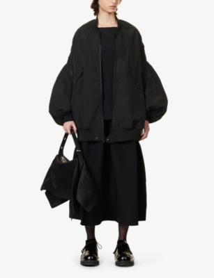 Shop Junya Watanabe Women's Black Relaxed-fit Zipped-pocket Shell Jacket