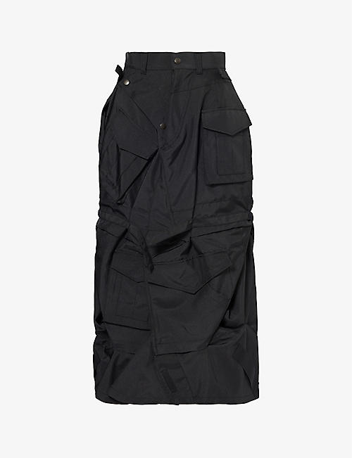 JUNYA WATANABE: Patch-pocket high-rise canvas midi skirt