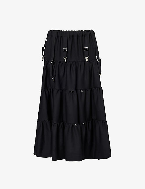 NOIR KEI NINOMIYA: Pleated high-waist wool midi skirt