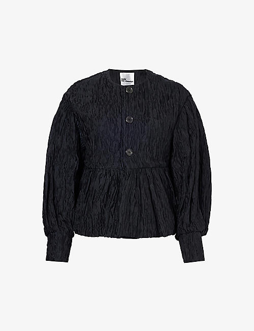 NOIR KEI NINOMIYA: Ruched round-neck relaxed-fit woven shirt